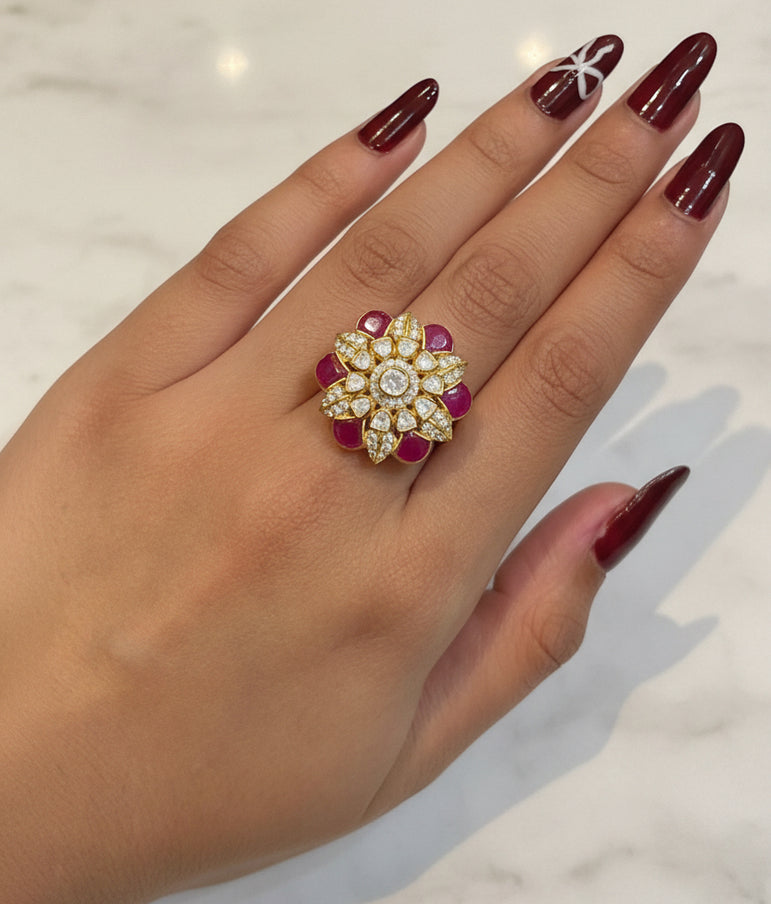 Polki Sunburst Statement Ring