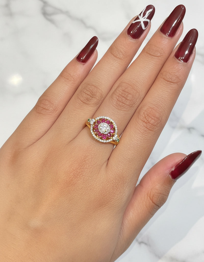 Radiant Petal Cluster Moissanite Diamond Ring