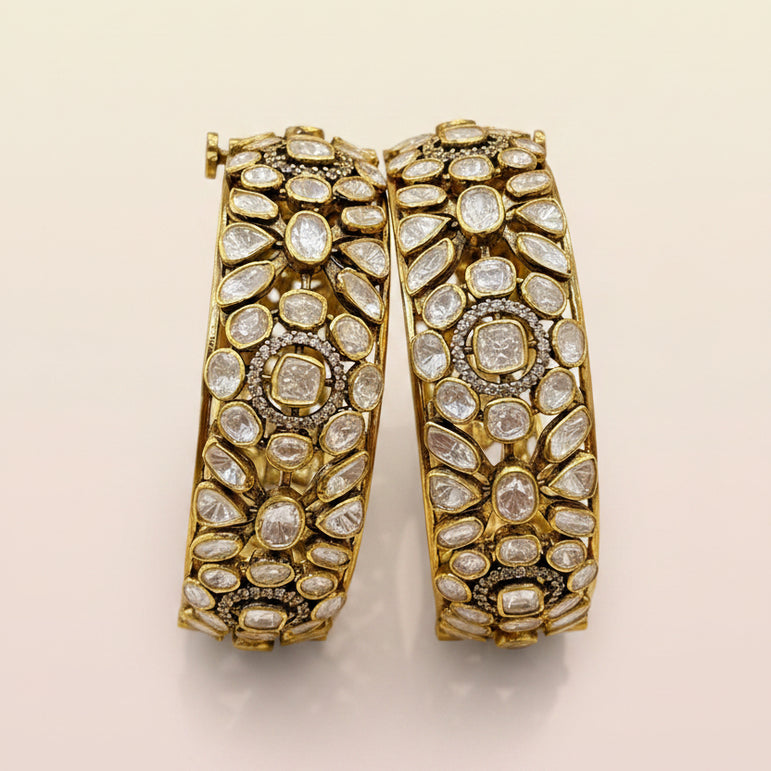 Royal Statement Moissanite Polki Openable Bangle