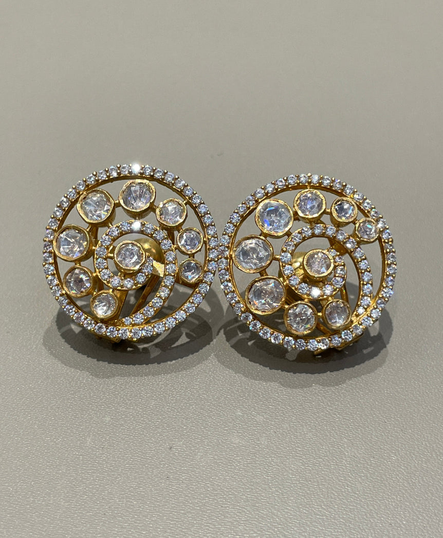 925 Silver Fresh Fern Polki Earrings