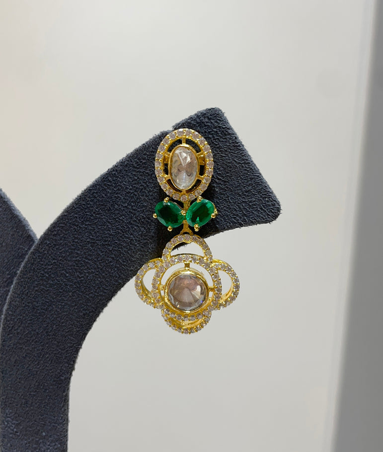 925 Silver Floral Polki Earrings