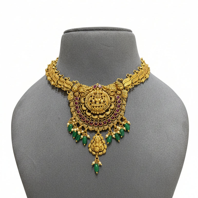 Sovereign Antique Gold Laxmi Medallion Gold Look Set
