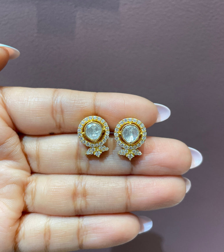 925 Silver Minimal Polki Earrings
