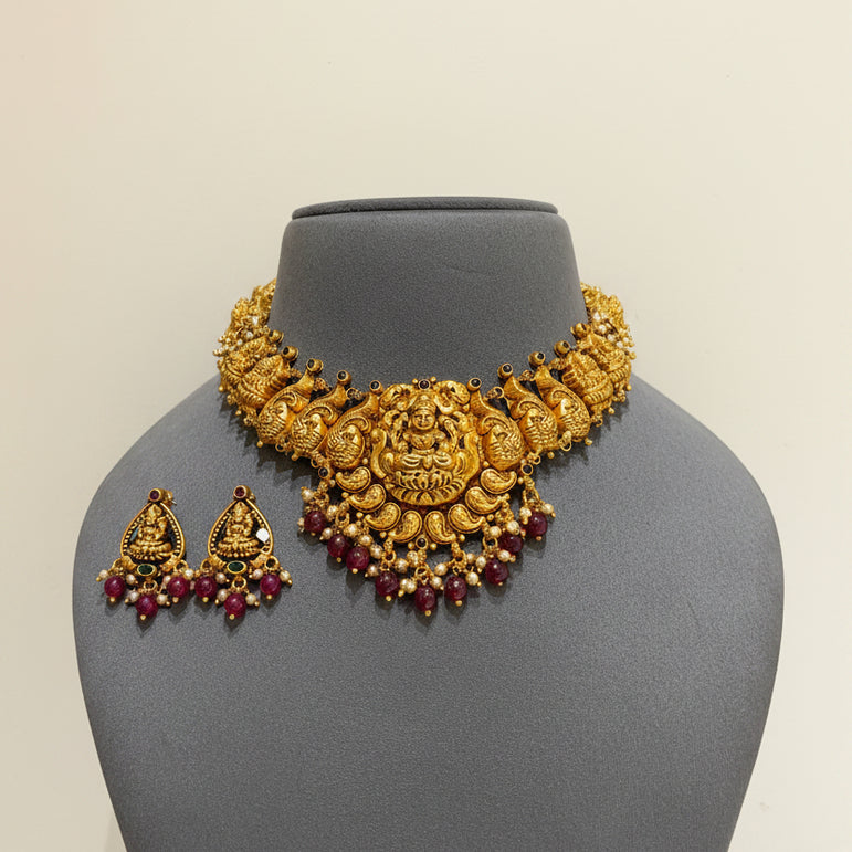 Sacred Nakshi Laxmi Arch Medallion Gold Look Set