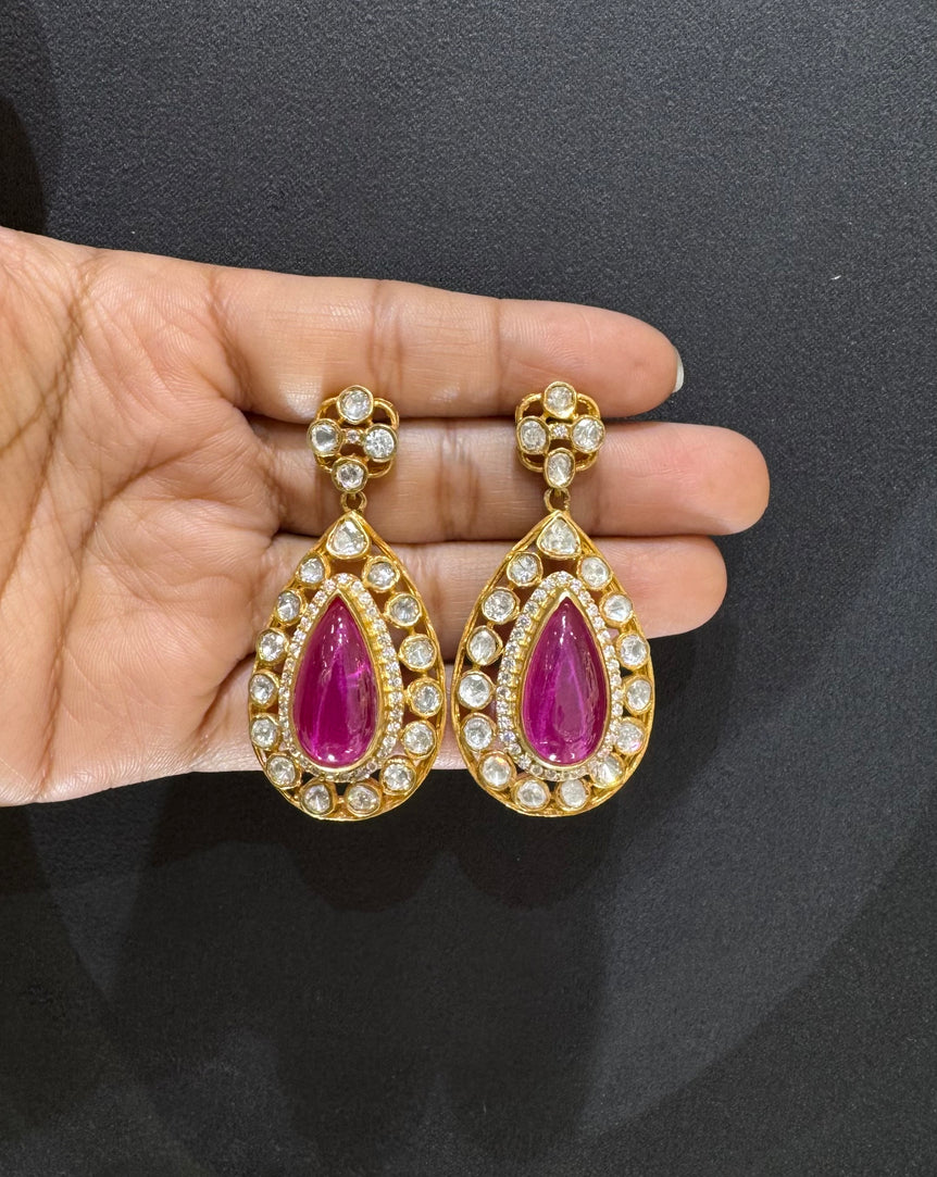 925 Silver Pink Drop Earrings