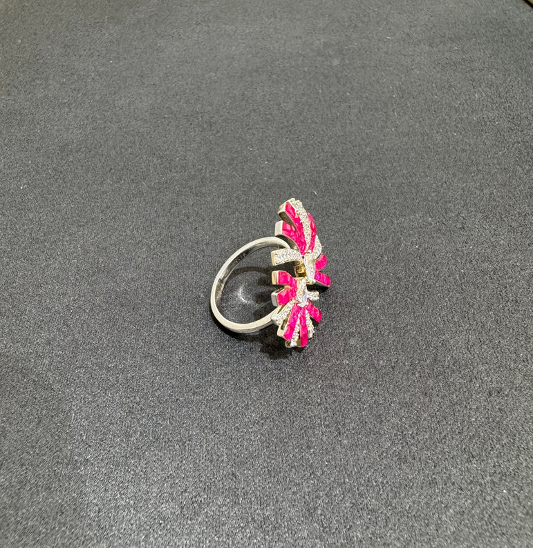 925 Silver Pink Celestia Cocktail Ring