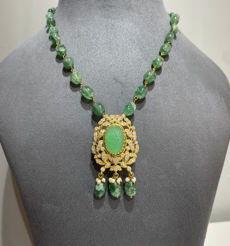 925 Silver Traditional Green Stone Pendant