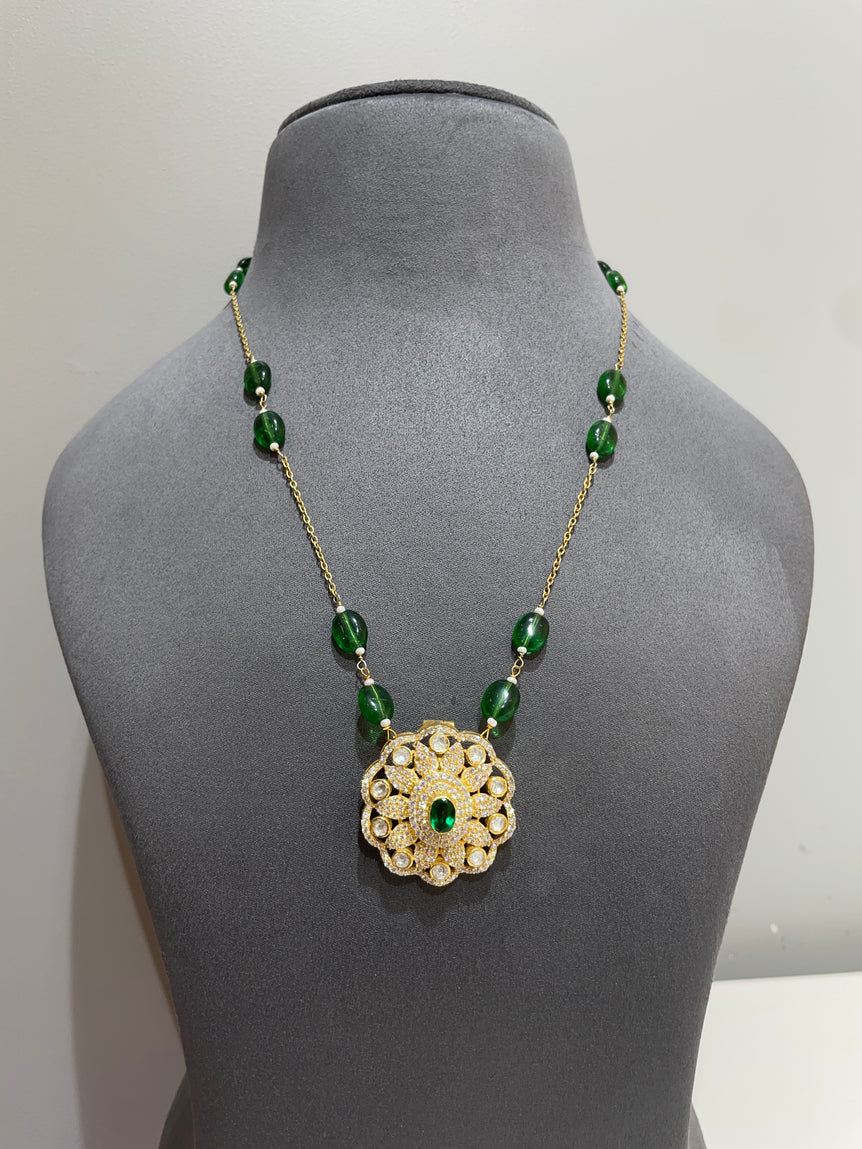 925 Silver Traditional Polki Pendant