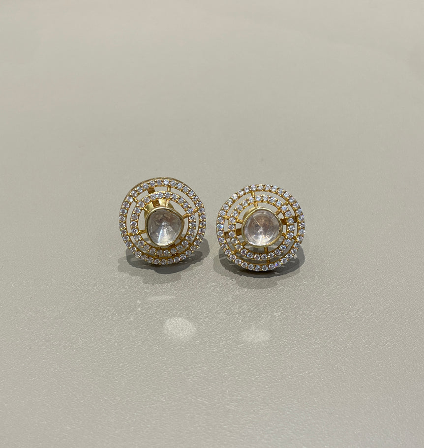 925 Silver Minimal Polki Earrings