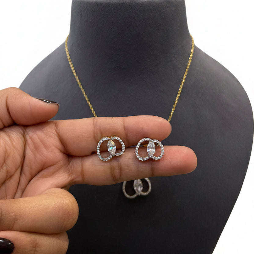 Intertwined Infinity Halo Diamond Pendant Set