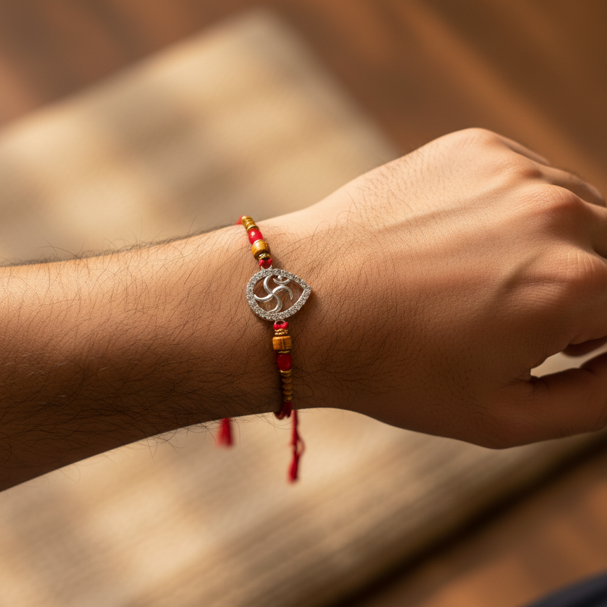 Divine Teardrop "Swastik" Rakhi