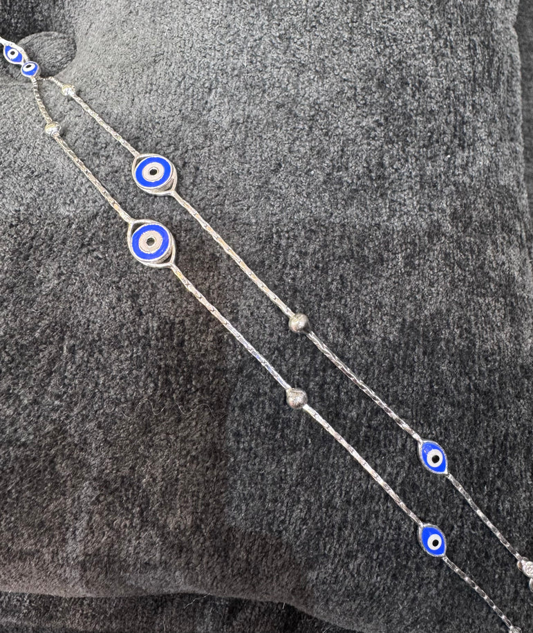 EVIL EYE PURE SILVER ANKLET ( 1 PAIR )