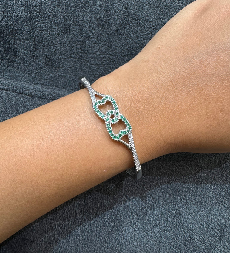 925 Silver Green Stone Diamond Look Bracelet