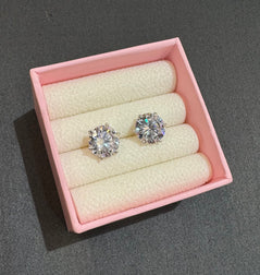 Round Moissanite Diamond Solitaire Studs Earrings