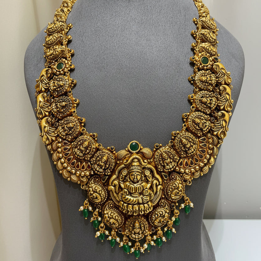Imperial South Indian Laxmi Medallion Gold Look Long Set