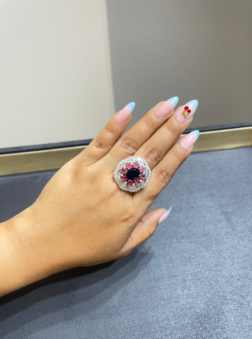 925 Silver Sapphire Cocktail Ring