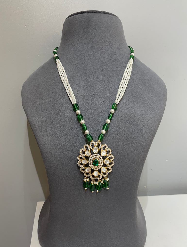 925 Silver Traditional Polki Pendant