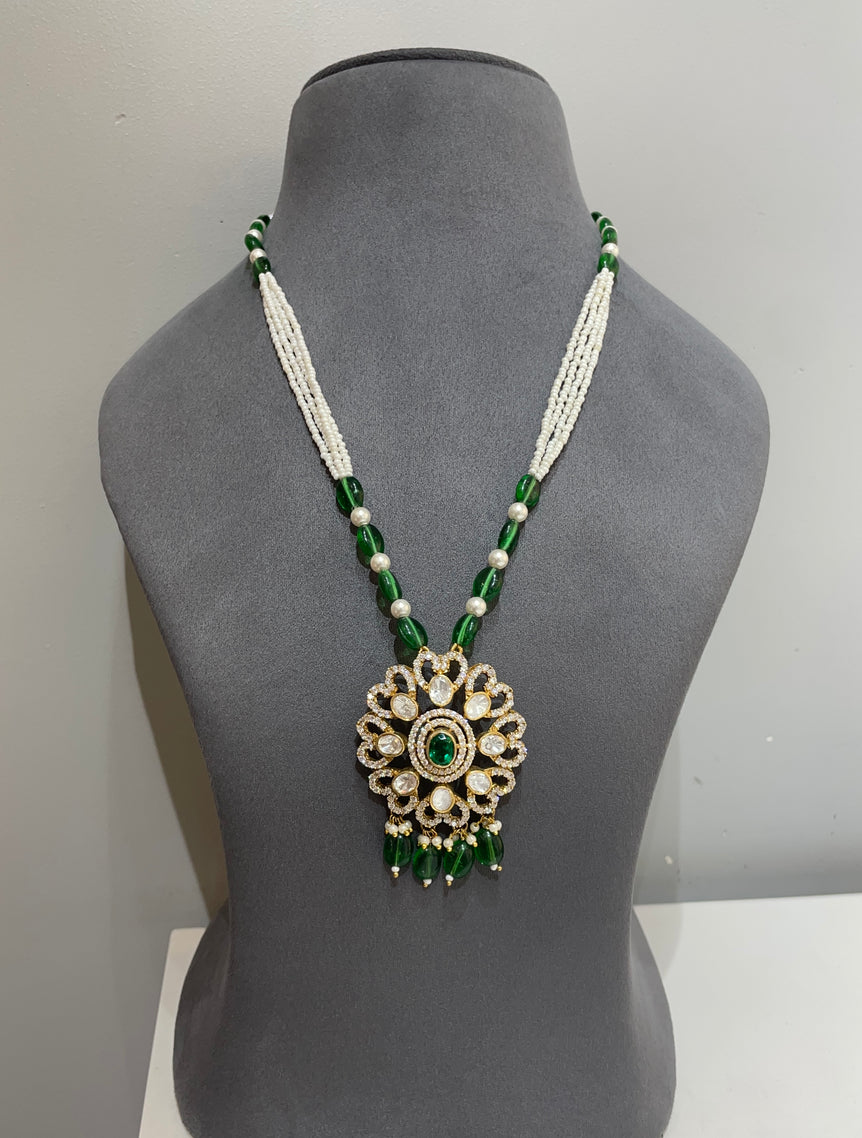 925 Silver Traditional Polki Pendant