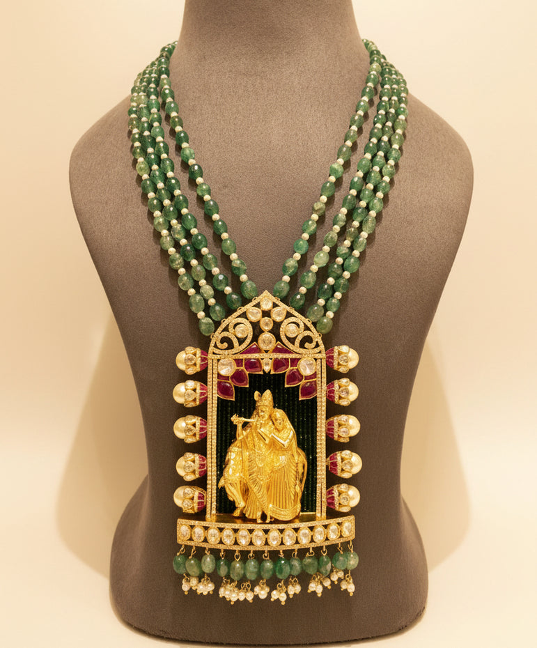 Royal Temple Collection Radha Krishna Moissanite Polki Set