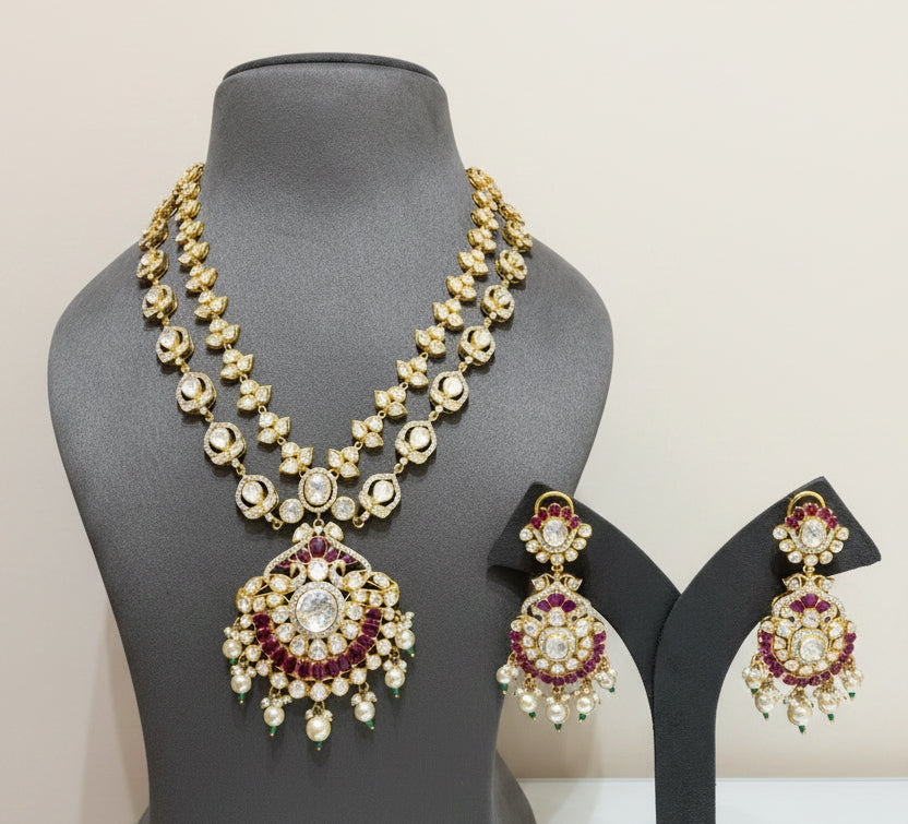 Double-Layer Moissanite Polki Set