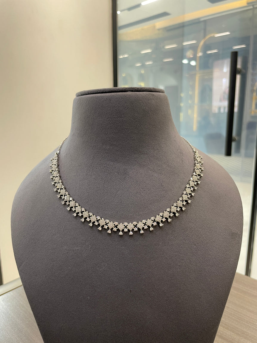 925 Silver Starlit Frame Diamond Look Necklace Set