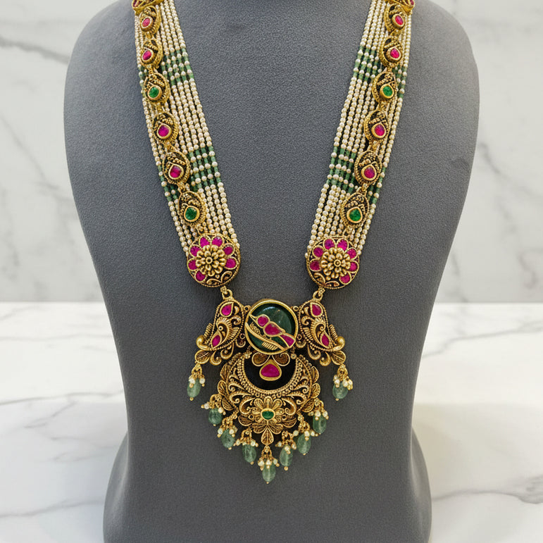 Antique Peacock Pearl Gold Look Haar Set
