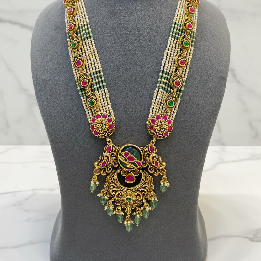 Antique Peacock Pearl Gold Look Haar Set