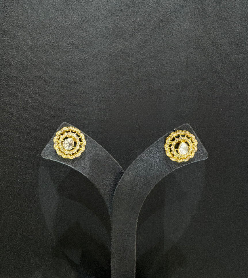 925 Silver Ethnic Floral Polki Earrings