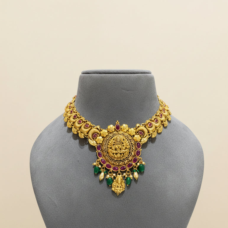 Antique Nakshi Laxmi Circular Medallion Set