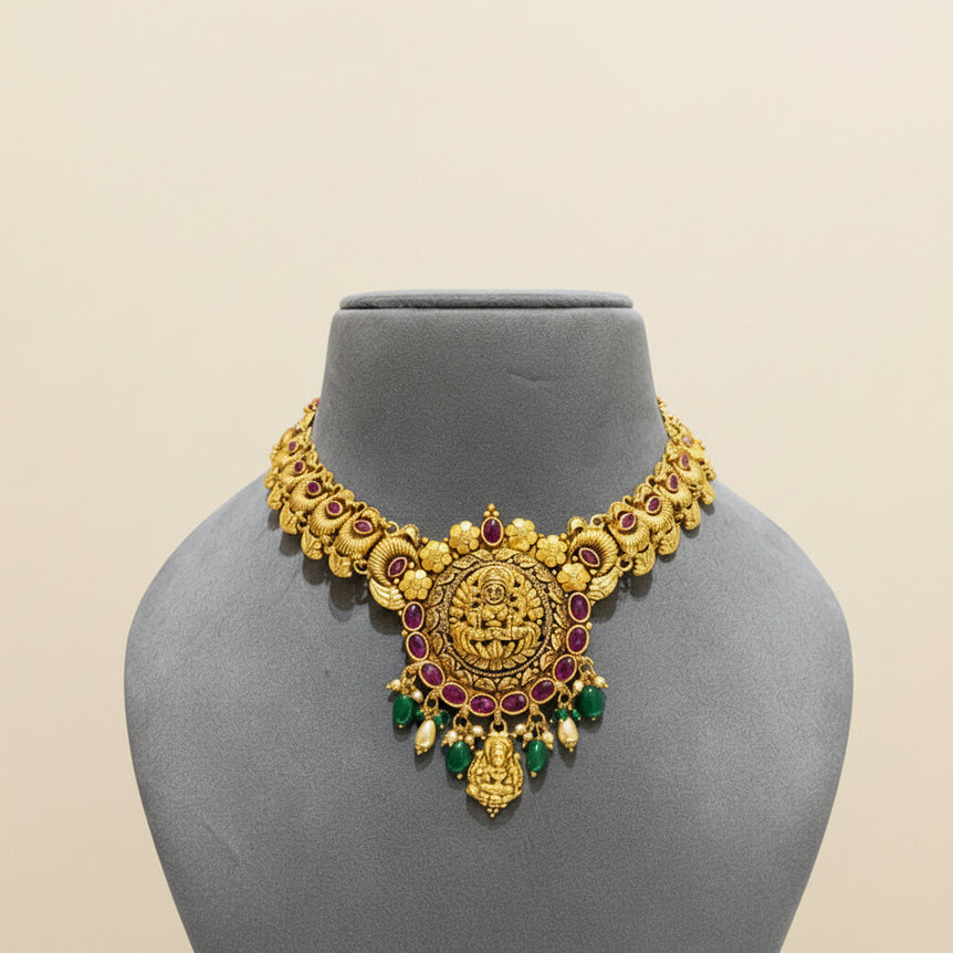 Antique Nakshi Laxmi Circular Medallion Set