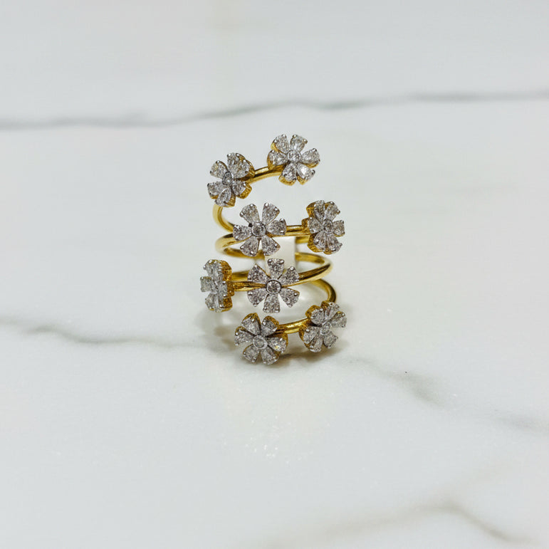 Spiral Floral Moissanite Diamond Statement Ring