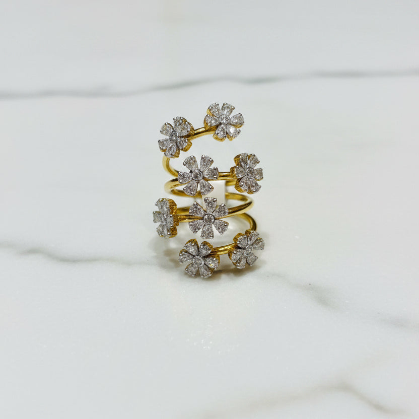 Spiral Floral Moissanite Diamond Statement Ring