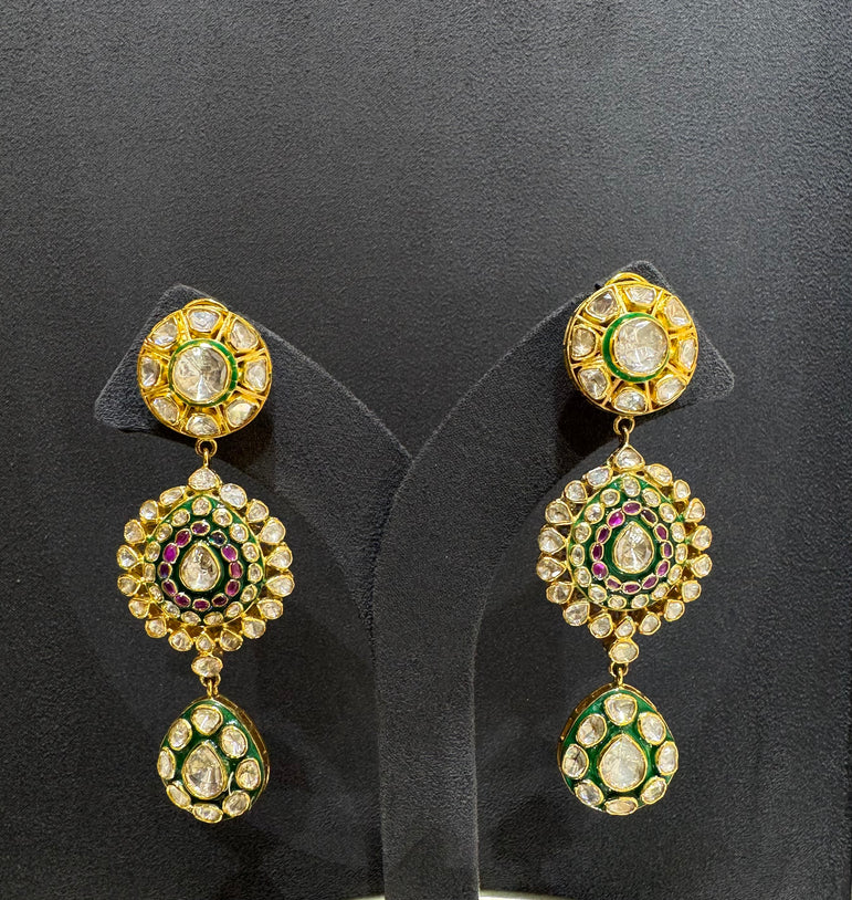 925 Silver Kashi Victorian Heavy Bridal Polki Set