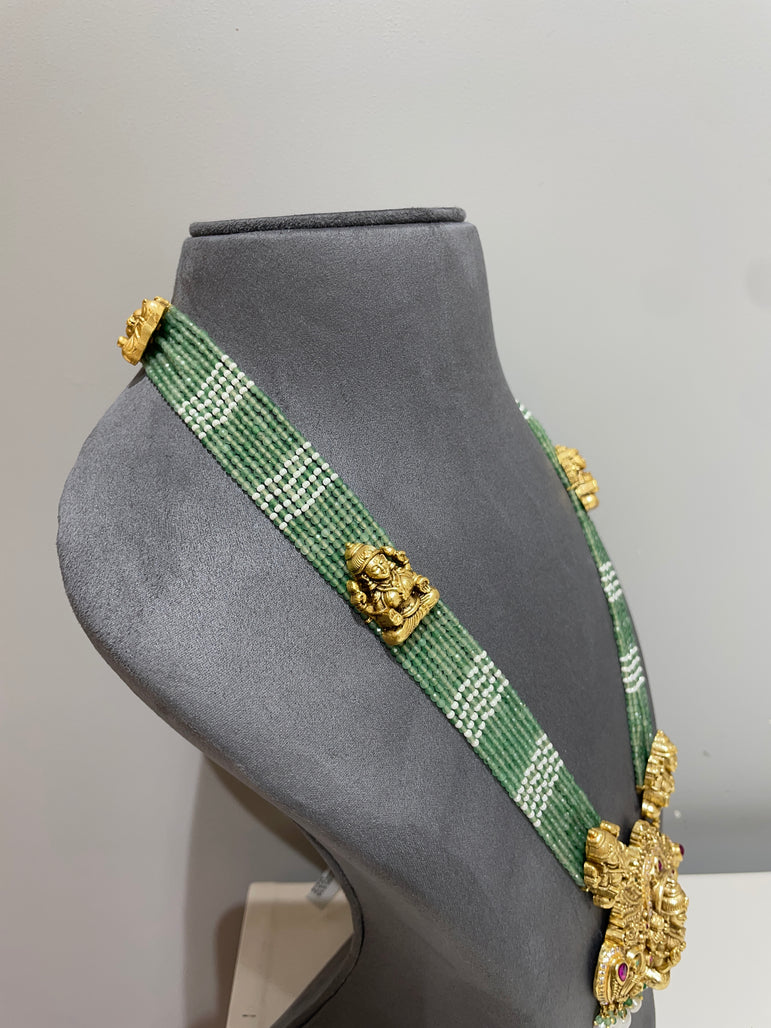 925 Silver Lakshmi Tejas Antique Gold Look Necklace Set