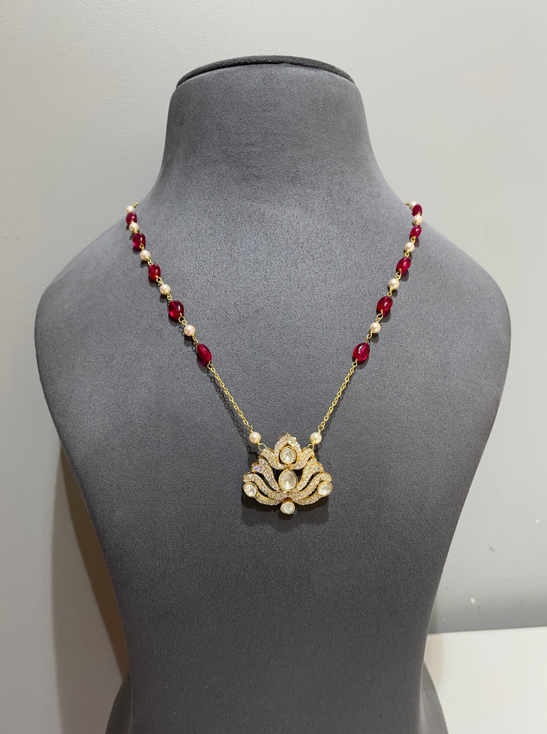 925 Silver Traditional Polki Pendant