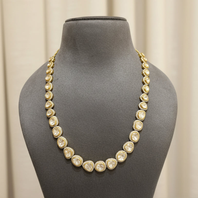 Graduated Moissanite Polki Single Strand Set