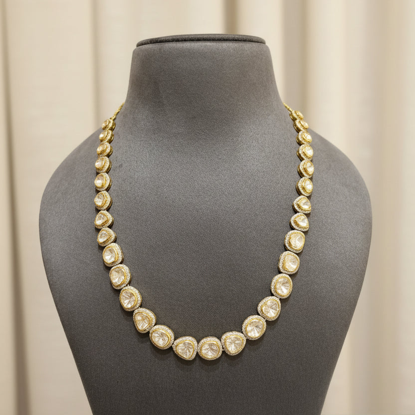 Graduated Moissanite Polki Single Strand Set