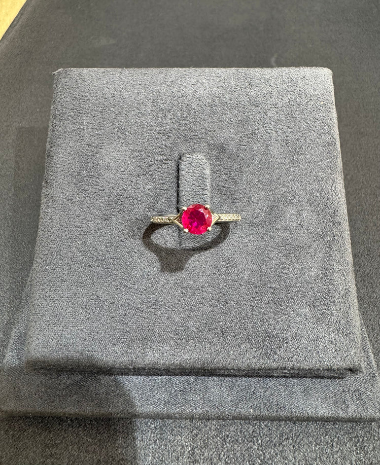 925 Silver Red Stone Classic Silver Ring