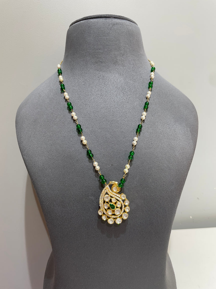 925 Silver Traditional Polki Pendant