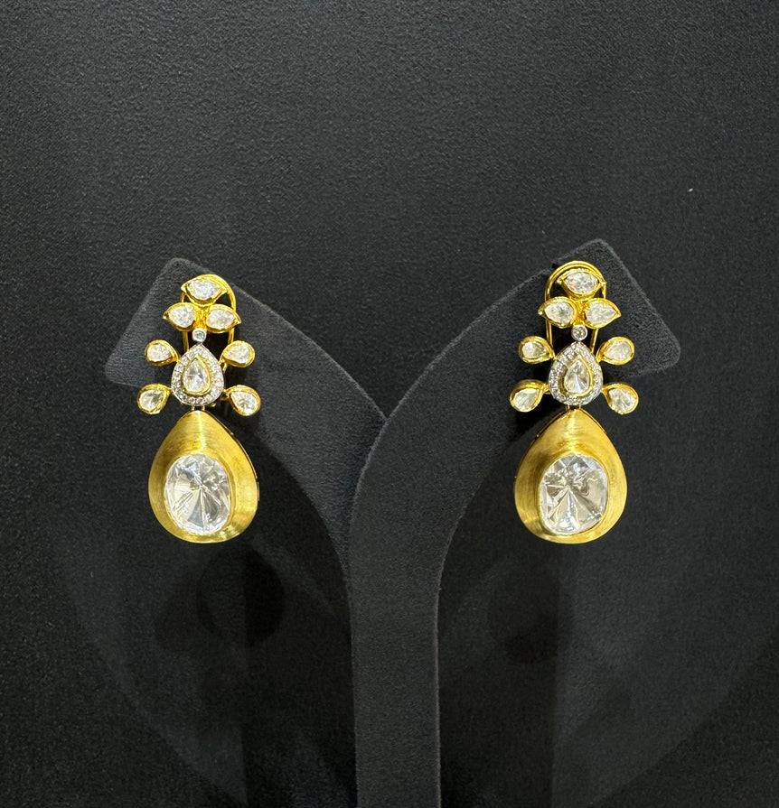 925 Silver Polki Earrings