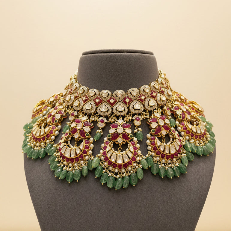 Royal Ruby Emerald Polki Set