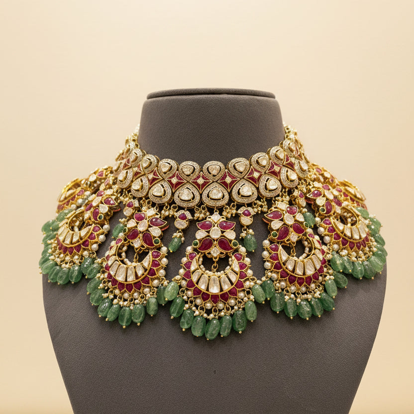 Royal Ruby Emerald Polki Set