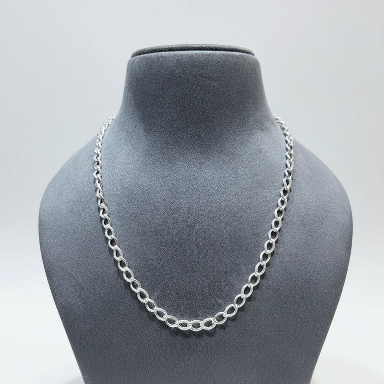 Silver Textured Oval Link Men's Chain