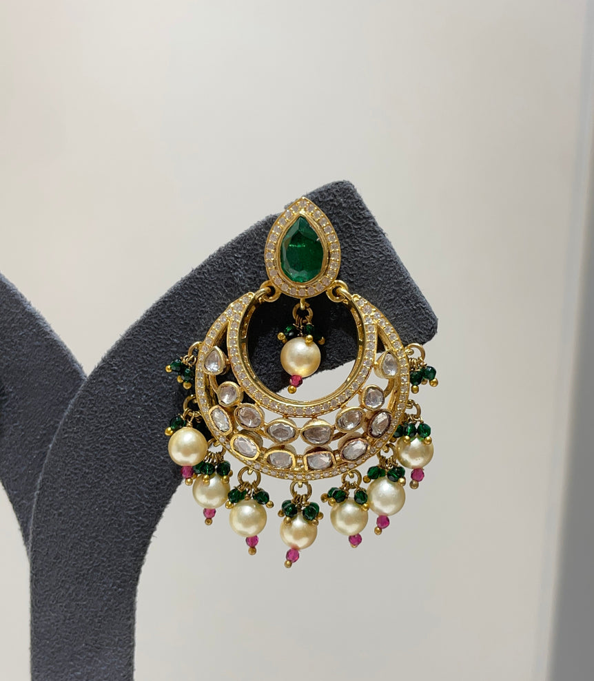 925 Silver Hara Chandbali Earrings
