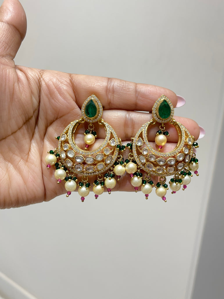 925 Silver Hara Chandbali Earrings