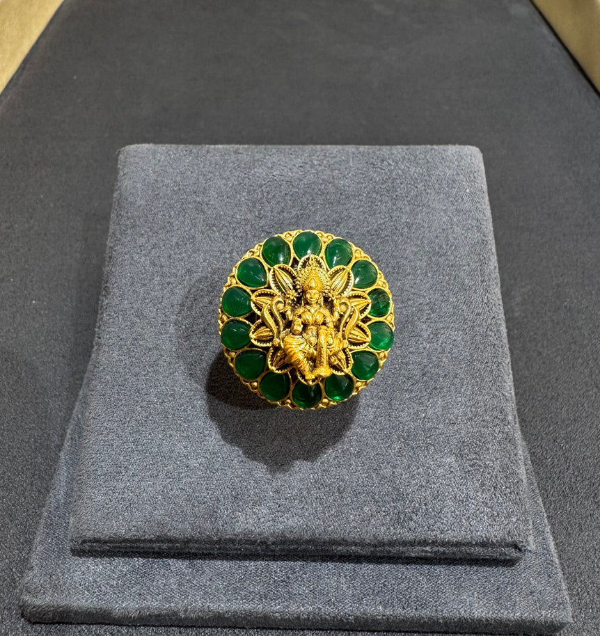 925 Silver Antique Gold Look Rotating Ring