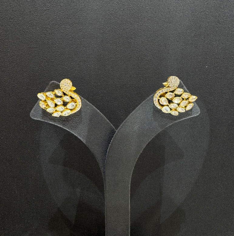 925 Silver Elegant Duck Polki Earrings