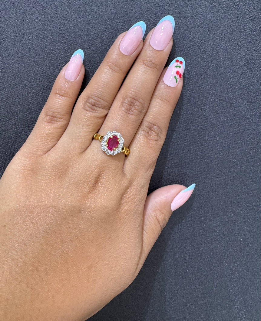 925 Silver Daily Wear Ruby Diamond Look Ring