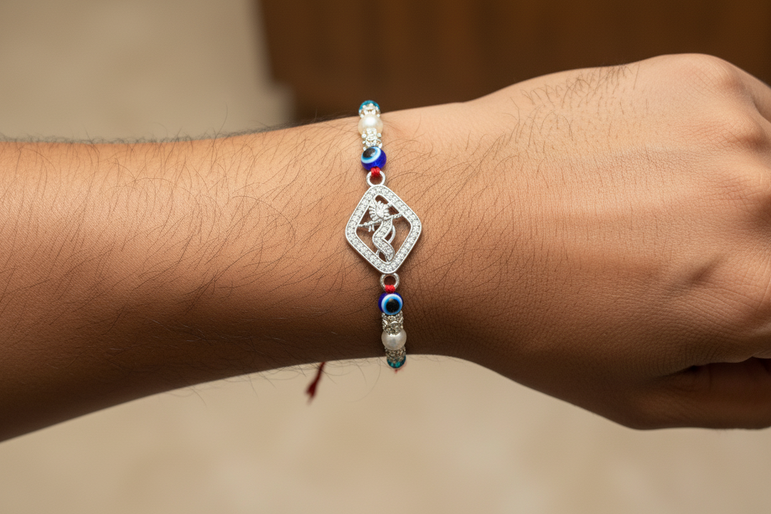 Divine Lord Krishna Silver Rakhi