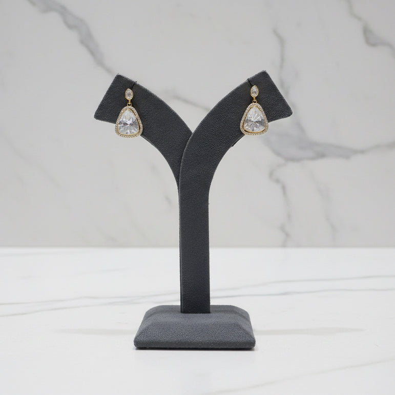 Triangular Moissanite Polki Drop Earrings